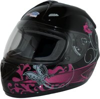 protectWEAR FS-801-99 Motorcycle Helmet, Full Face Helmet, Black/Grey/Pink, Sporty Design, Ventilation, Visor