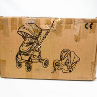 YAZOCO 3in1 Kombikinderwagen, Grau, Babywanne, Buggy, Fußsack, Moskitonetz, klappbar, Komplettset, vielseitig, komfortabel