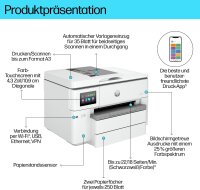 HP OfficeJet Pro 9730e A3-Multifunktionsdrucker, Drucken/Scannen/Kopieren/Fax, WLAN, LAN, Duplex, Airprint, 6 Monate Instant Ink, Grau-Weiß