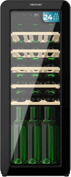 Cecotec Bolero GrandSommelier wine cooler, retro design, 24 bottles, quiet, LED, touch control, temperature control