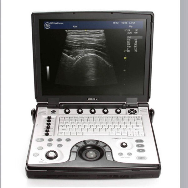 GE Logiq E R7 ultrasound machine, used, with scratches, without battery & original packaging, versatile use