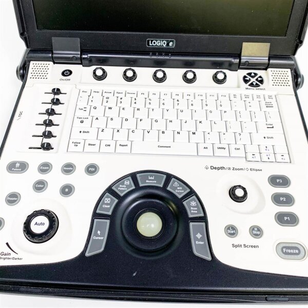 GE Logiq E R7 ultrasound machine, used, with scratches, without battery & original packaging, versatile use