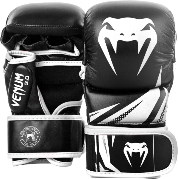 Venum Challenger 3.0 MMA Gloves L/XL, Black/White, Sparring, Padded, Velcro Closure, Durable Synthetic Leather