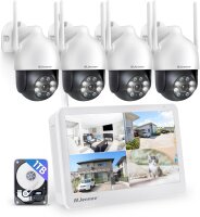 Jennov 5MP WiFi Surveillance Camera Set, 4x 360° PTZ,...