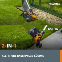 WORX WG163E.1 Cordless Grass Trimmer 20V, 30cm Cutting Width, incl. Battery, Charger, Spool, Edge Cutting Wheel, Safety Guard