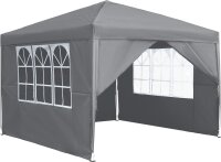 LifeGoods Partyzelt 3x3m, Pavillon mit Fenstern,...