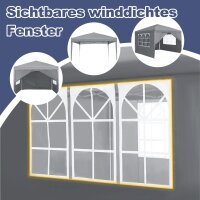 LifeGoods Party Tent 3x3m, Pavilion with Windows, Waterproof, Quick Setup, incl. Carry Bag with Wheels, Grey