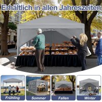 LifeGoods Party Tent 3x3m, Pavilion with Windows, Waterproof, Quick Setup, incl. Carry Bag with Wheels, Grey