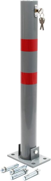 Wiltec parking post 705x75mm, foldable parking barrier, round steel bollard, robust, lockable