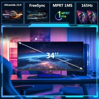 Z-Edge 34" UWQHD Gaming Monitor, 165Hz, 1ms, 21:9...