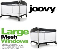 Joovy Room² Laufstall, tragbar, fast 3 m² Fläche, große Netzfenster, wasserdichte Matratze, leicht klappbar, für Babys/Kleinkinder