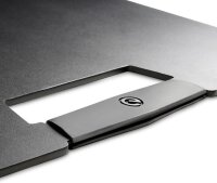 Gravity LS 431 C B Light & Speaker Stand, compact square steel base, eccentric mounting, black