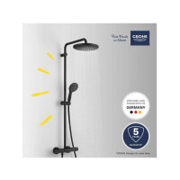 GROHE shower system, 26507KS0, shower system, thermostat, wall-mounted, 250 mm shower head, matt black