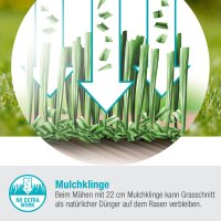 Gardena HandyMower 22/18V P4A Set, Akku-Handrasenmäher, 18V Akku, für 50m², verstellbare Schnitthöhe, kompakt