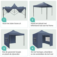 LifeGoods Party Tent 292x292cm, Waterproof Pavilion, Window Sidewalls, Quick Assembly, Carry Bag with Wheels, Dark Blue