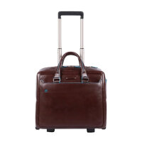 Piquadro Blue Square Mens Briefcase with Wheels, Brown...