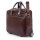 Piquadro Blue Square Mens Briefcase with Wheels, Brown Leather, 36x40x16cm, Trolley Function, Organizer, Laptop Compartment