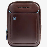 Piquadro shoulder bag in mahogany leather, with...