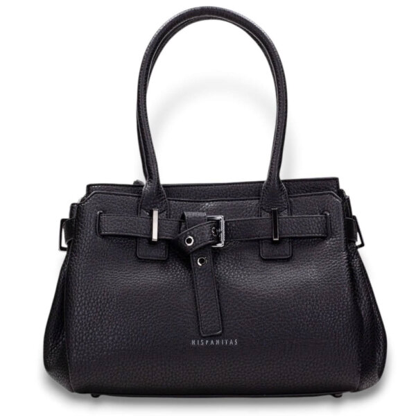 Hispanitas Damen Handtasche BI254146, Schulterriemen, Polyurethan, schwarz, elegant, kompakt, vielseitig einsetzbar