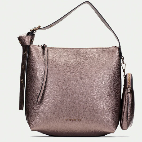 Hispanitas Damen Hobo Tasche, Metal Taupe, BI254145, 30x30x14cm, modisch, geräumig, Schulterriemen, elegant