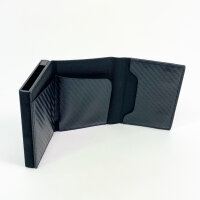 DADMAN Kartenetui, Carbon-Optik, Schwarz, mit Münzfach, RFID-Schutz, schlankes Design, Platz für Karten & Scheine