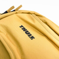 Thule Sweden backpack, padded back panel, adjustable chest strap, 2 bottle holders, gold/yellow, comfortable