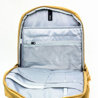 Thule Sweden backpack, padded back panel, adjustable chest strap, 2 bottle holders, gold/yellow, comfortable