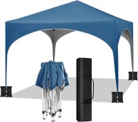 WOLTU Folding Pavilion 3x3m Blue, Crescent Roof, Height...