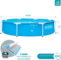 Intex Pool 8FT x 20IN, Metallrahmen, Rundpool, stabil, einfacher Aufbau, ideal für Garten, Familien-Swimmingpool