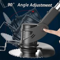 21V cordless grass trimmer, 2 batteries, brush cutter, telescopic handle, auxiliary handle, UK cable, without safety glasses