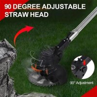 21V cordless grass trimmer, 2 batteries, brush cutter, telescopic handle, auxiliary handle, UK cable, without safety glasses
