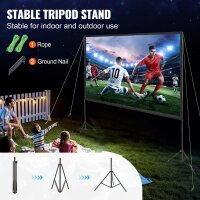 VEVOR Projector Screen 120" 16:9, foldable, portable, HD 4K, incl. stand, for home cinema, outdoor, camping, events