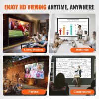 VEVOR Projector Screen 120" 16:9, foldable, portable, HD 4K, incl. stand, for home cinema, outdoor, camping, events