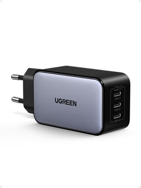 UGREEN Nexode 65W GaN USB-C Ladegerät, 3 Ports, Schnellladen, kompakt, für MacBook, iPhone 17, Galaxy S24, HP Laptop
