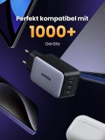 UGREEN Nexode 65W GaN USB-C Ladegerät, 3 Ports, Schnellladen, kompakt, für MacBook, iPhone 17, Galaxy S24, HP Laptop