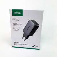 UGREEN Nexode 65W GaN USB-C Ladegerät, 3 Ports, Schnellladen, kompakt, für MacBook, iPhone 17, Galaxy S24, HP Laptop