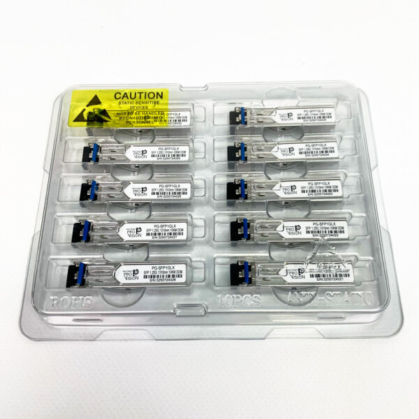 10x Pro Vision PG-SFP1GLX SFP Transceiver, 1.25G, 1310nm, 10km, DDM, Glasfaser-Modul für Netzwerkgeräte