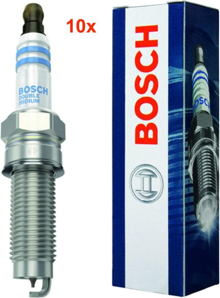 Bosch YR8SII33U spark plug, double iridium, long-lasting, 1 piece, for efficient ignition, 10-pack