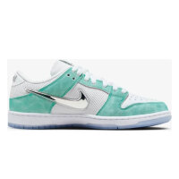 Nike SB x April Dunk Low Pro Sneaker, EUR 38, Skateschuh, limitierte Collab, Wildleder, Mesh, türkis-silber, gepolsterter Komfort