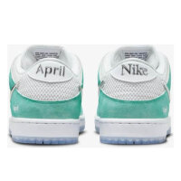 Nike SB x April Dunk Low Pro Sneaker, EUR 38, Skateschuh, limitierte Collab, Wildleder, Mesh, türkis-silber, gepolsterter Komfort