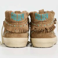 Golden Goose Mid Top Studded Sneakers, EUR 39, Leather, Womens, Studs, White-Silver, Sporty, Fashionable