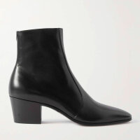 SAINT LAURENT Vassili Ankle Boots, Leder, Gr. 40, elegante Stiefeletten, schwarzes Glattleder, Blockabsatz