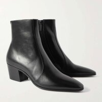 SAINT LAURENT Vassili Ankle Boots, Leder, Gr. 40, elegante Stiefeletten, schwarzes Glattleder, Blockabsatz