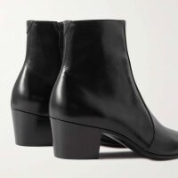 SAINT LAURENT Vassili Ankle Boots, Leder, Gr. 40, elegante Stiefeletten, schwarzes Glattleder, Blockabsatz
