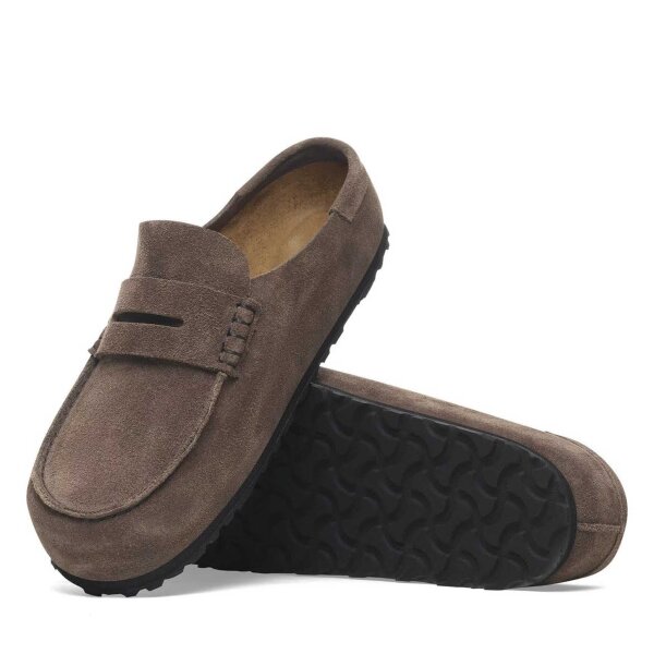 Birkenstock Naples Wrapped EUR 42, slippers, suede, concrete grey, comfortable footbed, modern look