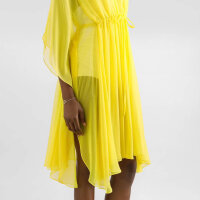 Dolce & Gabbana silk chiffon kaftan, short, drawstring, yellow, size 44, luxurious summer dress, light & elegant