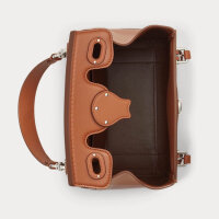 Ralph Lauren Soft Ricky 18 Damentasche, Kalbsleder, Braun/Gold, Made in Italy, 15,9x17,8x10,2cm, edles Design