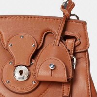 Ralph Lauren Soft Ricky 18 Damentasche, Kalbsleder, Braun/Gold, Made in Italy, 15,9x17,8x10,2cm, edles Design
