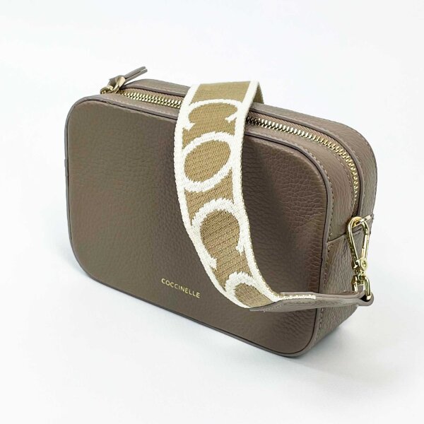 Coccinelle handbag MN5 Tebe, model E5 MN5 55 I1 01, shoulder bag, grey-beige, elegant design, high-quality leather