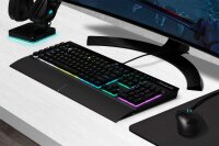 Corsair K55 RGB PRO Gaming Keyboard AZERTY, Membrane, RGB, 6 Macro Keys, Elgato, IP42, Wired, Black